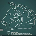 Neon Lamp Set With Horse Head Design White Lines On Dark Green Background
