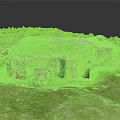 Ancient Stone Fortress Ruin With Grass Covered Top In Green Grassland Area