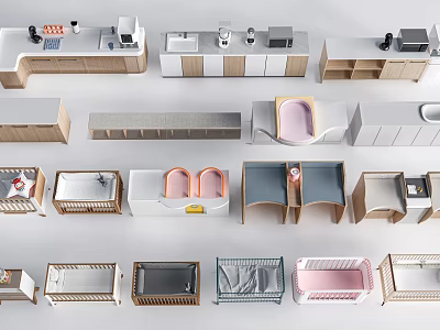 Modern Safe Comfortable Children's Beds With Various Colorful Wooden Designs 3d model