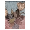 Artistic Decorative Painting With Cracked Texture Flowers Leaves And Blue Pink Gradient Background