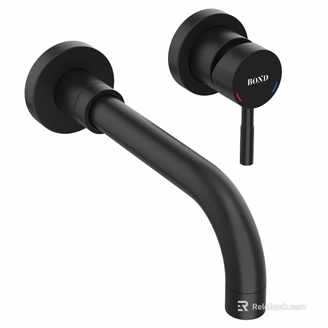 Modern Black Wall Mounted Faucet With Curved Spout And Handle Design 3d model 
