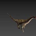 Dinosaur Game Movie Character with Red Head Long Neck and Striped Body