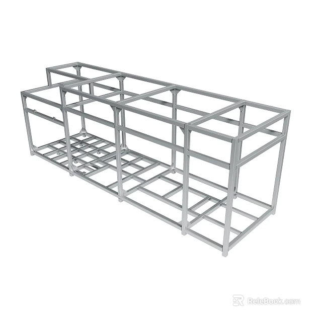 Sturdy Metallic Frame Structure With Multi Layer Grid And Open Shelves 3d model 