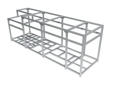 Sturdy Metallic Frame Structure With Multi Layer Grid And Open Shelves 3d model