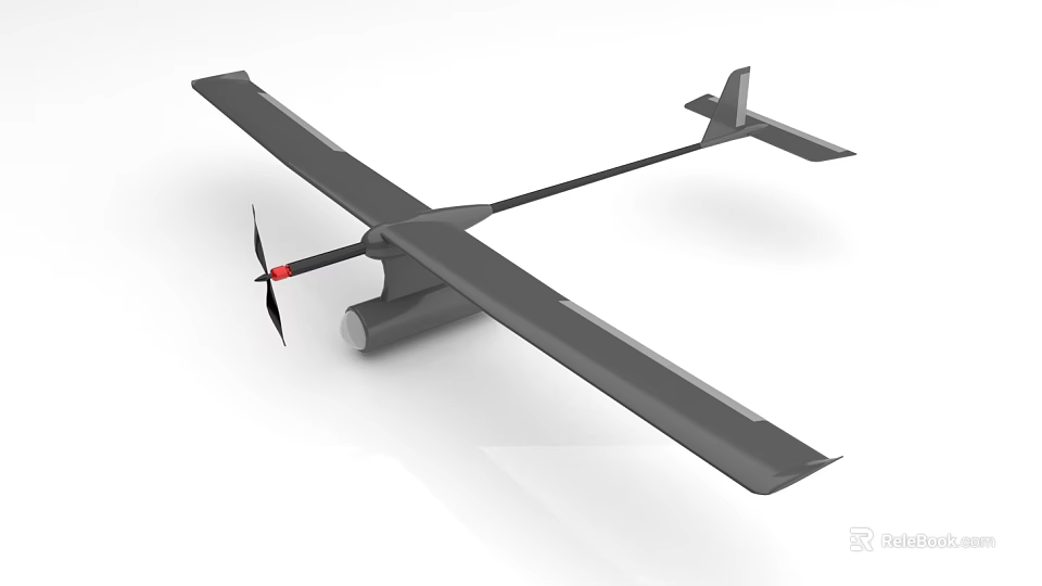 Gray Fixed Wing Drone With Propeller And Aerodynamic Structure Design 3d model