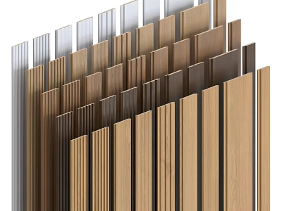 Decorative Wall Panels With Various Wooden And Metal Textures In Different Colors 3d model
