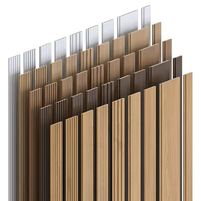 Decorative Wall Panels With Various Wooden And Metal Textures In Different Colors 3d model