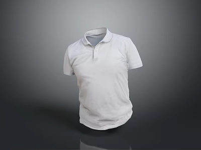White Polo Shirt With Short Sleeves Classic Casual Design For Daily Wear 3d model