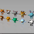 Cute Cartoon Animal Characters Collection With Fox Deer Rabbit And Panda Figures