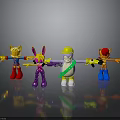 Colorful Cartoon Toy Figures With Various Poses And Weapons Standing Together