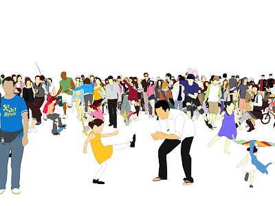 People Enjoying Outdoor Gathering And Activities Together 3d model