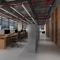 Modern Bright Public Office Area With Large Conference Table Ergonomic Chairs And Cozy Lounge Space