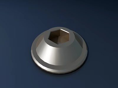 Round Silver Metal Hardware Tool With Hexagon Socket And Smooth Surface 3d model