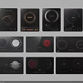 Various Modern Induction Cooktops As Essential Kitchen Appliances With Different Control Designs 3d model