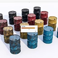 Industrial Equipment Featuring Various Colored Oil Drums for Storage Applications