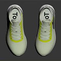 Lightweight White Sports Shoes With Yellow Accents Black Logo And Modern Design