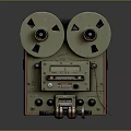 Vintage Electronic Tape Recorder With Two Reels Knobs Control Panel And Headphones