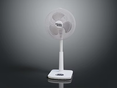 Sharp White Electric Stand Fan With Modern Design And Stable Base 3d model