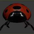 Realistic Red Ladybug With Black Spots On Shiny Back And Thin Black Antennae 3d model