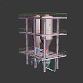 Multi Level Industrial Processing Equipment with Conical Tanks Metal Frame and Platforms 3d model