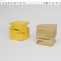 Modern Coffee Table Design With Stacked Wooden And Yellow Geometric Structure