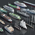 Variety Of Ship Types Including Cruise And Cargo Vessels