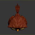 Cute Cartoon Owl Character With Red Beige Feathers Big Yellow Eyes Orange Beak
