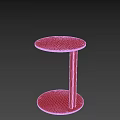 Modern Red Round Side Table With Circular Top And Single Column Base Design 3d model