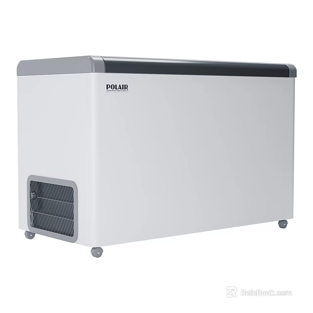 Polar Chest Freezer With White Exterior Mobile Casters And Ventilation Grille Design 3d model 