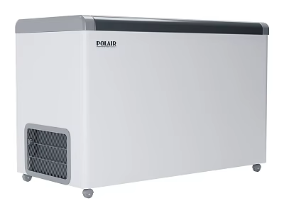 Polar Chest Freezer With White Exterior Mobile Casters And Ventilation Grille Design 3d model