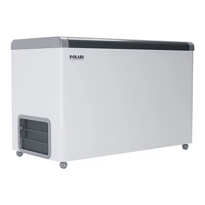 Polar Chest Freezer With White Exterior Mobile Casters And Ventilation Grille Design 3d model