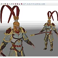 Mythical Warrior Game Movie Character With Golden Fur Red Headdress Armor And Golden Cudgel In Hand