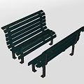 Dark Green Wooden Outdoor Chairs With Two Seats And Metal Frames