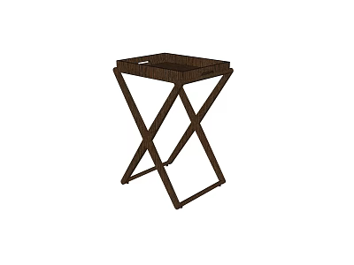 Simple Wooden Side Table With X Shaped Legs And Square Top Design 3d model