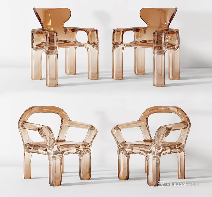 Modern Transparent Acrylic Leisure Chairs With Unique Geometric Design And Elegant Structure 3d model 