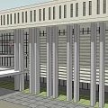 Modern Office Building With Symmetrical Facade Large Windows And Front Steps 3d model