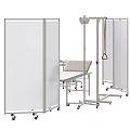 Medical Equipment Including Mobile Cart Partition Screen Examination Table And Stool