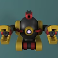 3D Robot Model Featuring Yellow Black Red Design And Mechanical Arms With Tracks 3d model