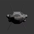 Gray and White Camouflage Shark 3D Model with Sharp Edges Tail Fins on Black Background