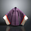 Traditional Purple Robe with Wide Cuffed Sleeves and Red White Trim as Daily Life Product