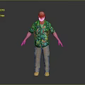 Man With Open Arms In Colorful Floral Shirt Khaki Pants And Yellow Shoes
