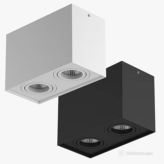 Modern Gray And Black Square Ceiling Light With Double Light Fixture Design 3d model