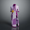 Man wearing purple and white robe with purple decorations and yellow pouch