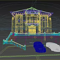Two Story Detached Villa Exterior Design With Balcony Stairs And Parked Cars