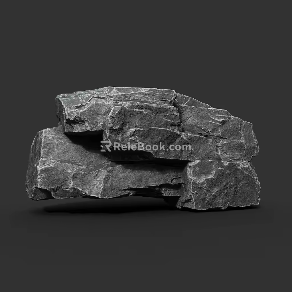 Rock Obsidian Stone Block Natural Landscape 3d model