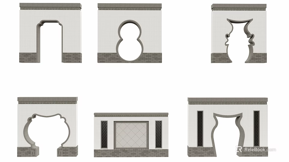 Traditional Door Arches With Various Decorative Shapes And Patterns 3d model