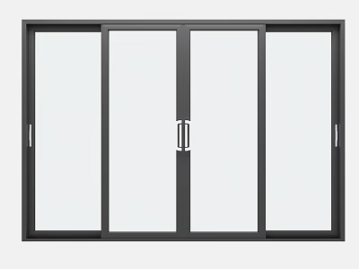 Modern Glass Panel Sliding Doors With Black Frame And Metal Handles For Home Interior Design 3d model
