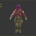 Game Movie Character Wearing Tactical Gear Helmet With Blue Yellow Details And Dark Color Palette