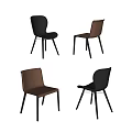 Stylish Modern Single Chairs With Black Brown Leather Seats And Metal Legs