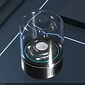 Modern Transparent Glass Dome Speaker with Blue Neon Lights and Futuristic Design